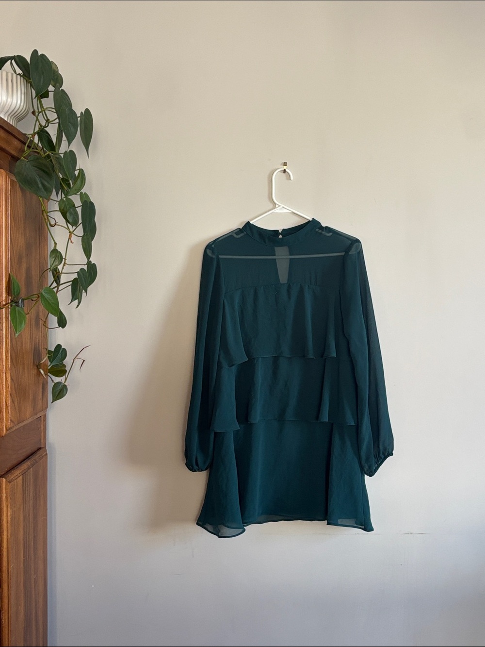 Zara/ Women's Dark Teal Layered Chiffon Dress